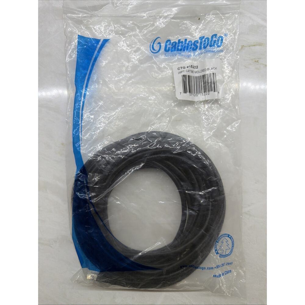 Cables To Go Snagless Shieled 25 Foot Cat5e Black Network Ethernet Cable 15222